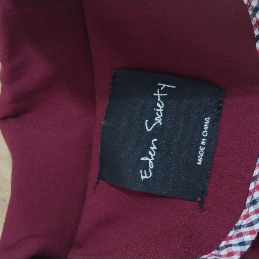 Eden Society Burgundy Full Front Zip Utility Jacket Size S - Picture 6 of 12